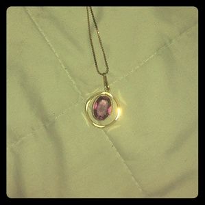 Vintage purple stone gold toned necklace